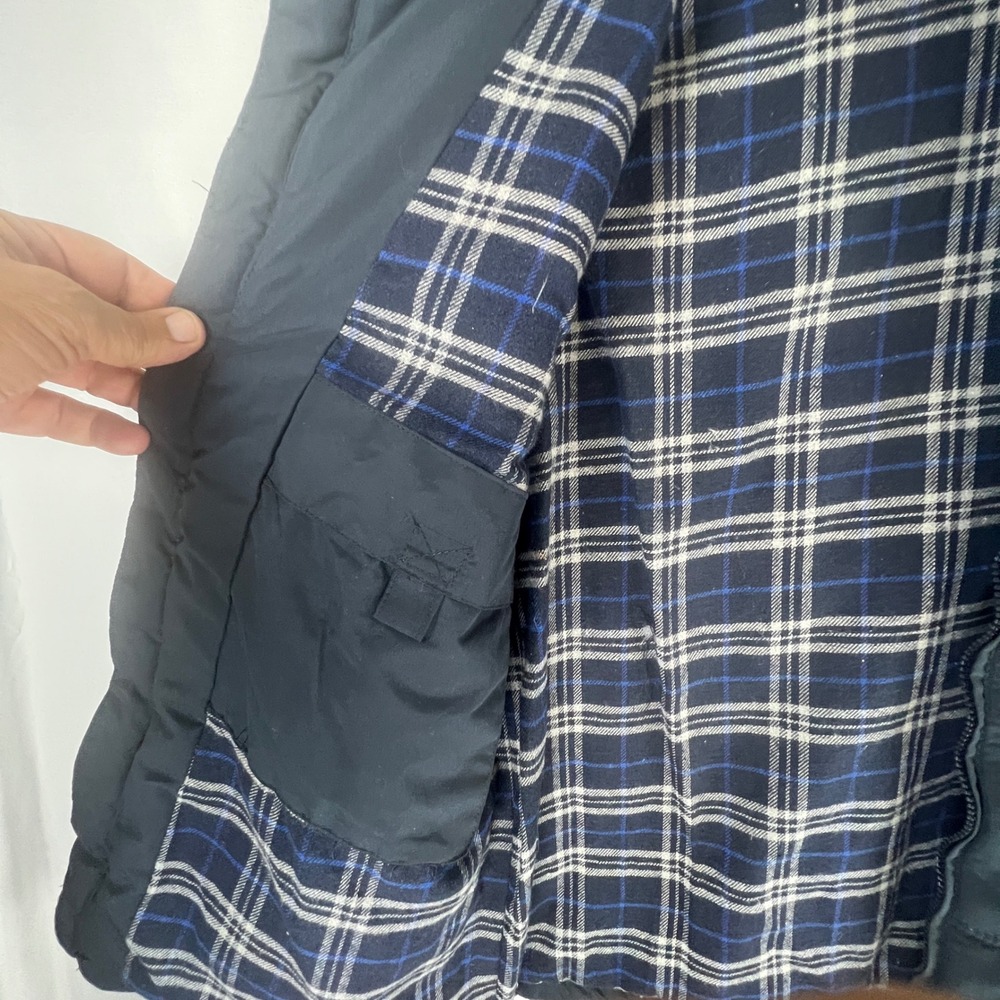 Weather Wear Mens XXL Puffer Vest Navy Blue Plaid Lined Full Zip Quilted Gilet - Picture 5 of 11